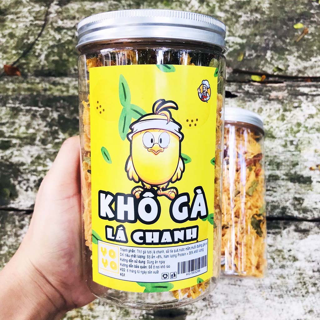 Khô gà lá chanh xe sợi đóng hũ 300g đồ ăn vặt YOYO