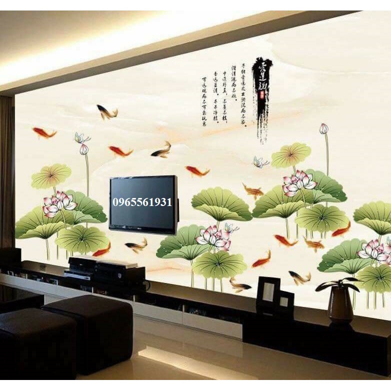 Decal Dán Tường Sen Cửu Ngư AM9104AB