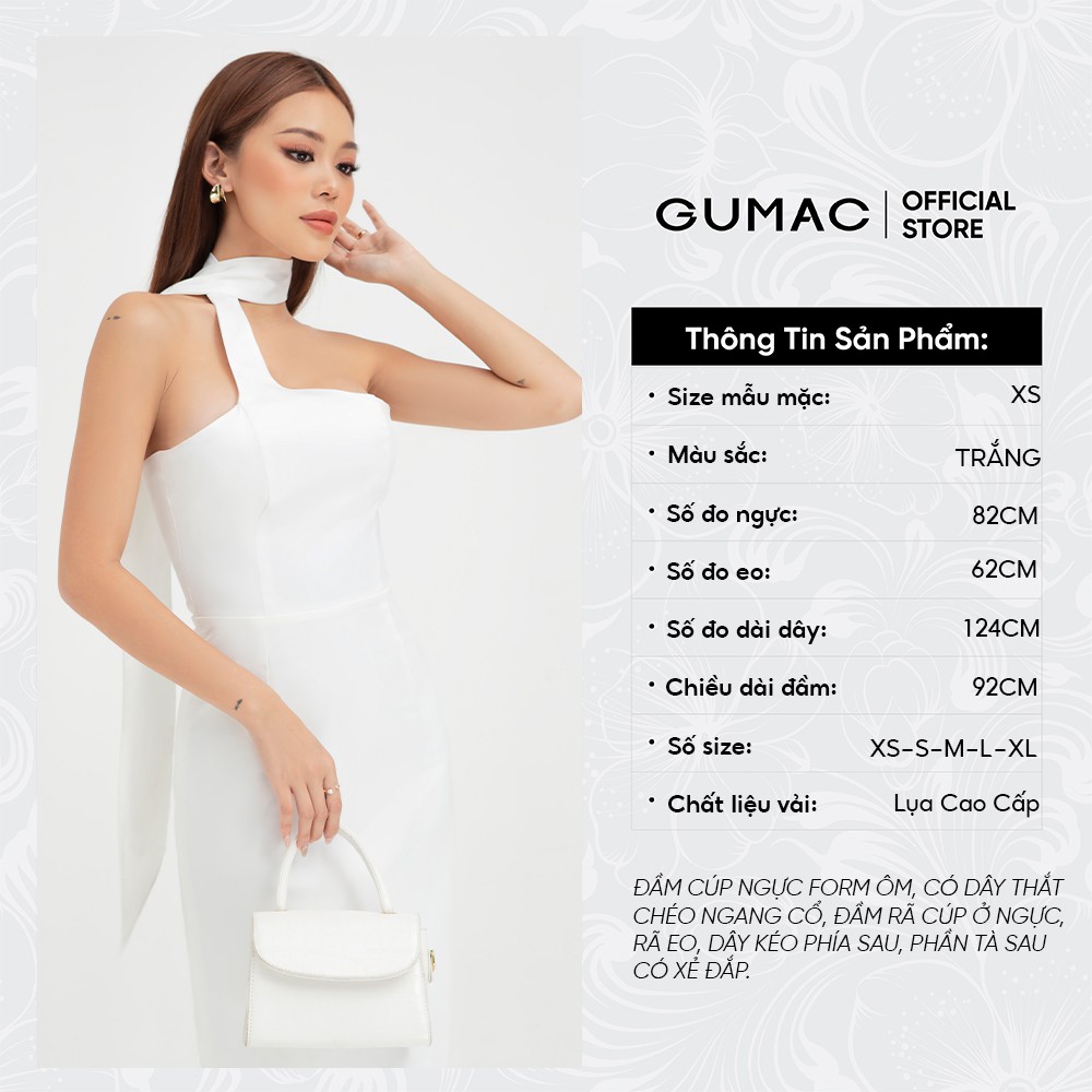 [Mã MABR07062 giảm 8% tối đa 50K đơn từ 249K] Đầm ôm nữ cúp ngực dây cổ GUMAC màu trắng ôm body quyến rũ DB472 | BigBuy360 - bigbuy360.vn