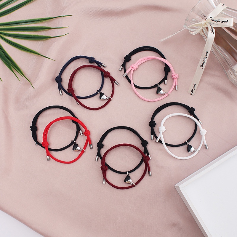 Bộ 2 Vòng Tay Dây Bện Mặt Hình Khủng Long/Trái Tim Thời Trang Cho Nữ/Cặp Đôi/Người Yêu