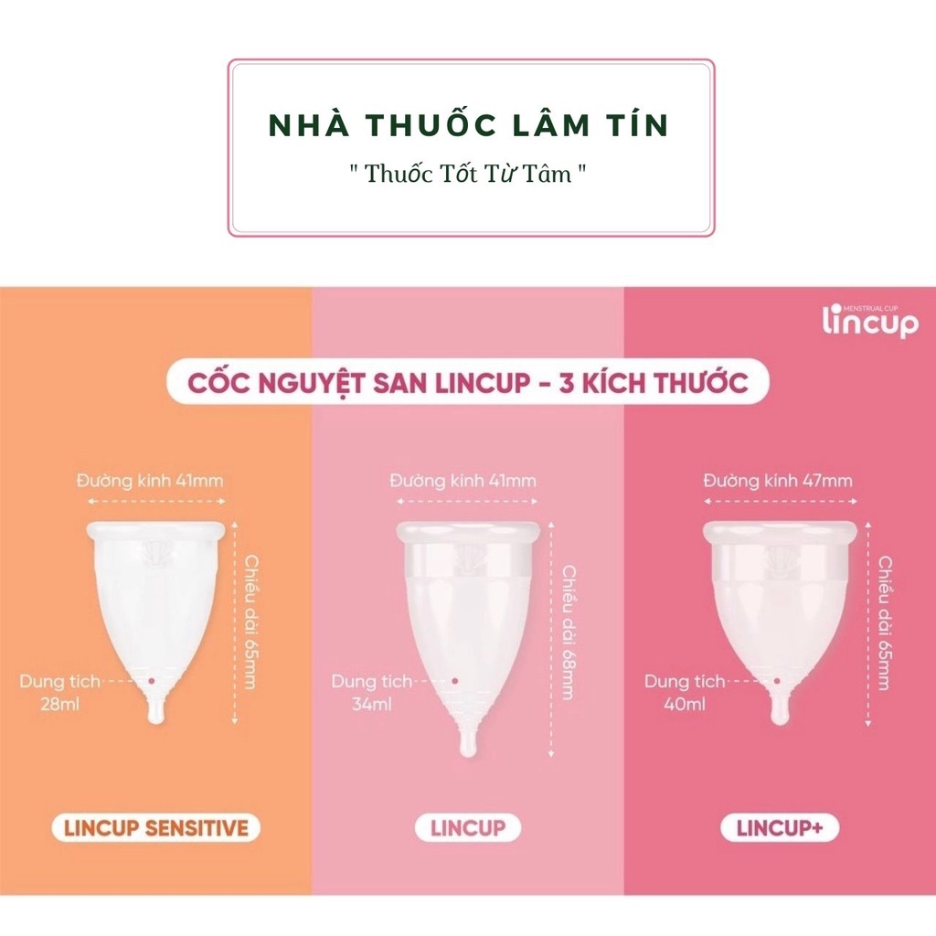 ✅ Cốc Nguyệt San Lincup Chính Hãng,  Lincup 28ml Sensitive New Mền Mại, Chống Tràn, Thoải Mái, Tiện Lợi ( Bán giá sỉ )