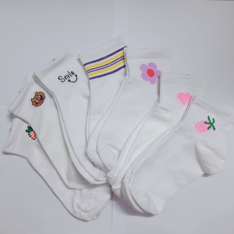 Tất vớ cổ ngắn unisex style hàn quốc họa tiết dễ thương