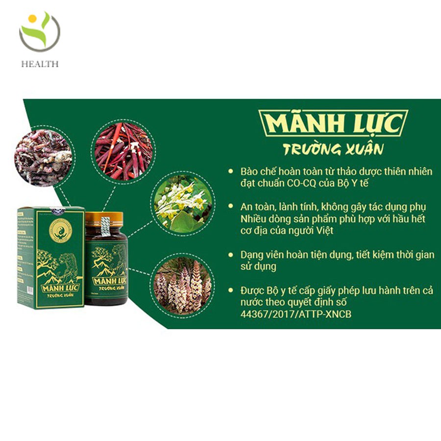 Mãnh Lực Trường Xuân Xanh hỗ trợ chức năng sinh lý nam giới