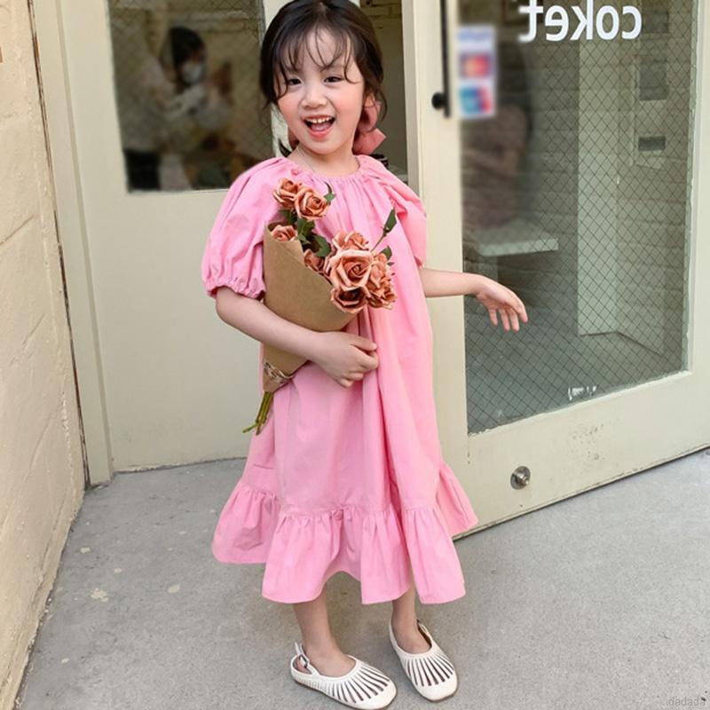 Đầm phối bèo nhún thiết kế ngọt ngào phong cách Hàn Quốc xinh xắn cho bé gái