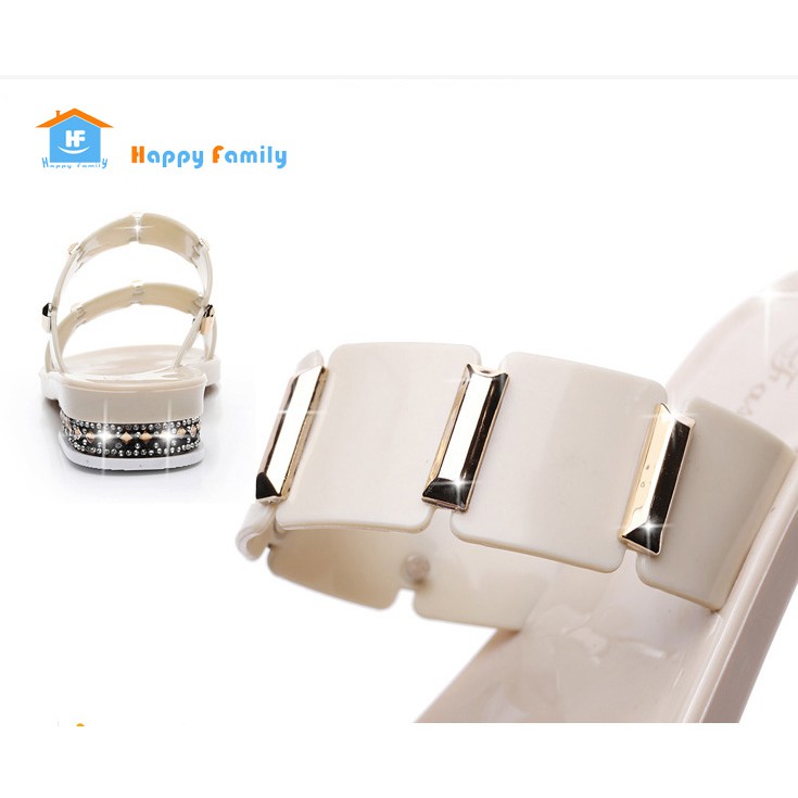 Dép nhựa quai ngang dép đi mưa đính hột cao cấp