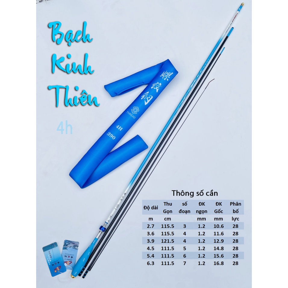 Cần câu đài 4H Bạch Kinh Thiên nội địa trung cao cấp công nghệ carbon Xpipal câu cá cảm giác