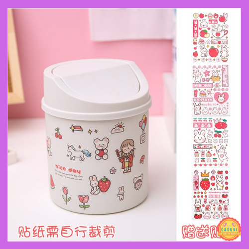 Thùng Rác Mini GADUVI, Sọt Rác Mini Để Bàn Tặng Kèm Sticker Siêu Dễ Thương