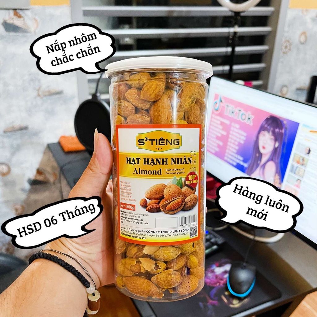 Hạt hạnh nhân Mỹ mõng vỏ rang bơ Hộp 500Gr