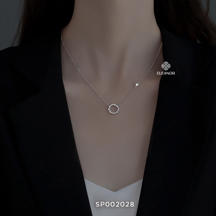 Dây chuyền nữ bạc 925 Eleanor Accessories sợi mảnh mặt hình vòng tròn đính đá phụ kiện trang sức 2028