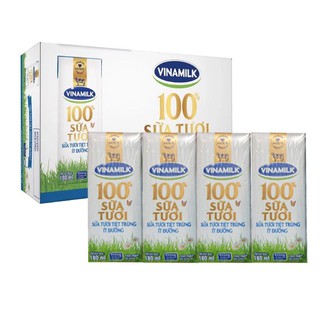 Thùng 48 hộp sữa tươi ít đường vinamilk 100% sữa tươi 180ml