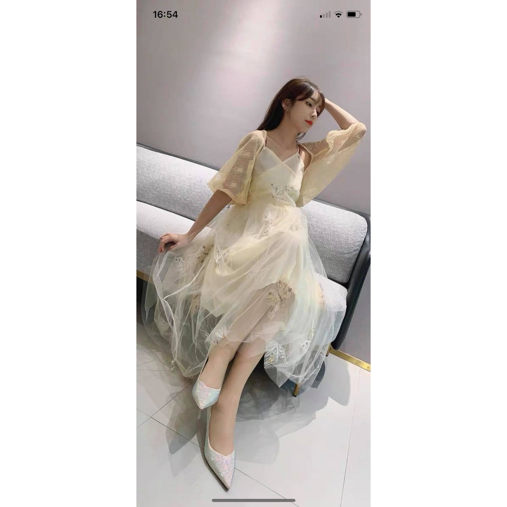 🍒🍒Set Áo Khoác Mỏng + Váy 2 Dây Công Chúa Siêu Cổ Tích Cho Nữ🍒🍒