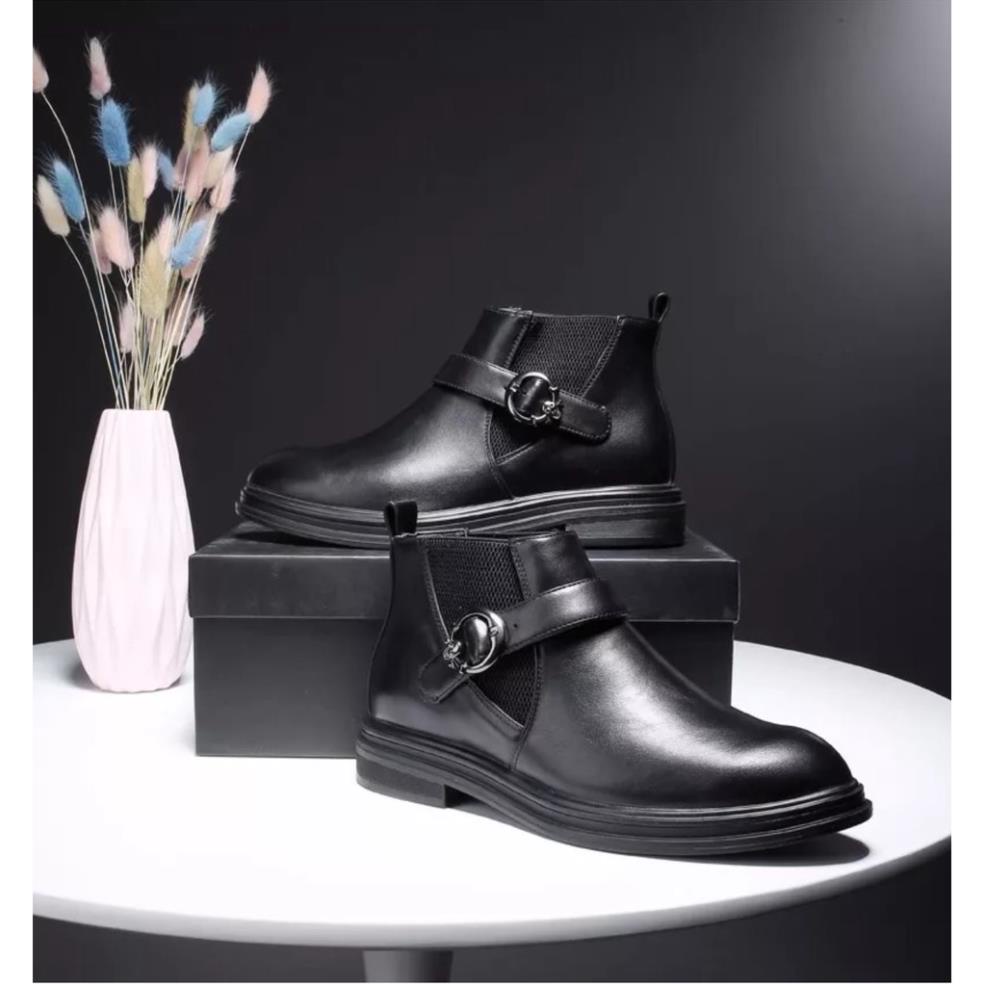 (SALE OFF) - BST Giày da Chelsea Boot Cổ Cao Nam Công Sở Đế Cao Tăng Chiều Cao Classic Retro Vintage Full Box CLI