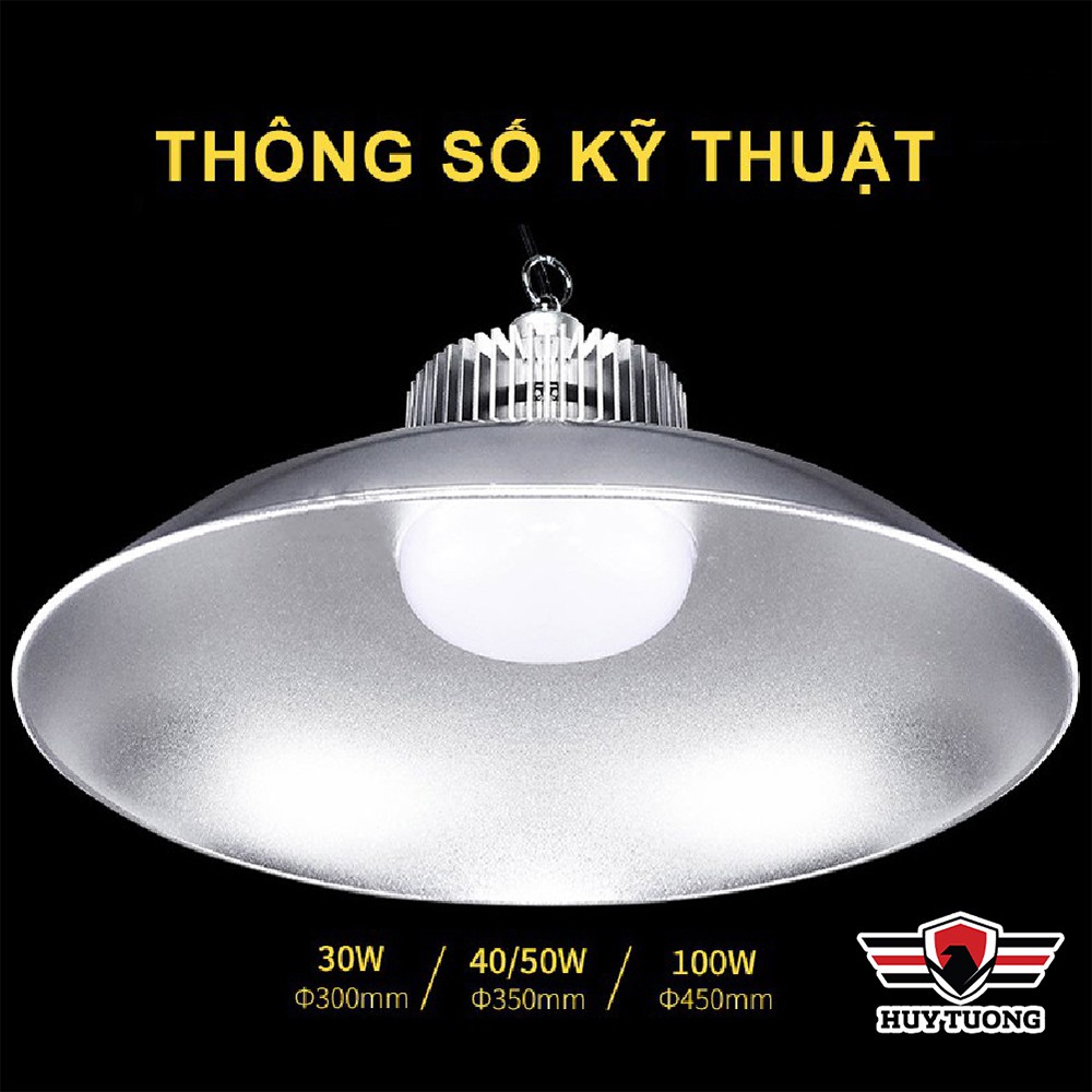 Đèn Led pha xưởng đui xoáy ánh sáng trắng chụp đèn tròn ( 30W - 50W - 100W ) cao cấp - Huy Tưởng