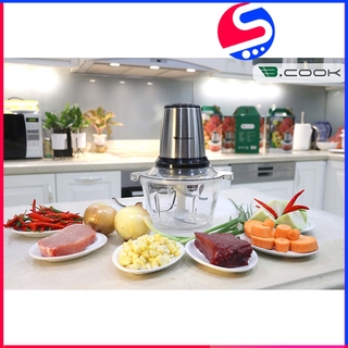 Máy Xay Thịt Lưỡi Dao Kép Cối Thuỷ Tinh BCOOK 350W- Hàng chính hãng (2L) -  Bảo hành 12 tháng