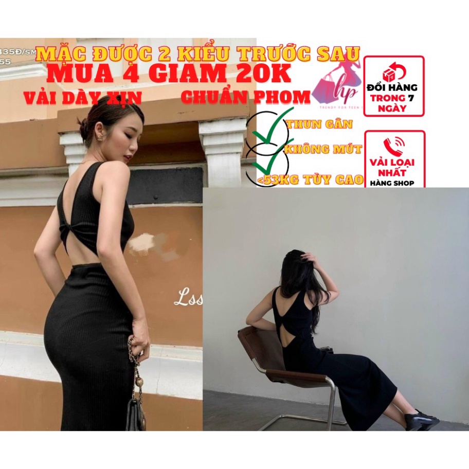 Váy đầm nữ sát nách xoắn hở lưng ôm body thun gân dự tiệc sang chảnh thời trang sexy VD135 -HP