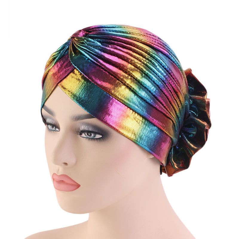 Khăn Trùm Đầu Turban Màu Cầu Vồng Họa Tiết Hoa usli