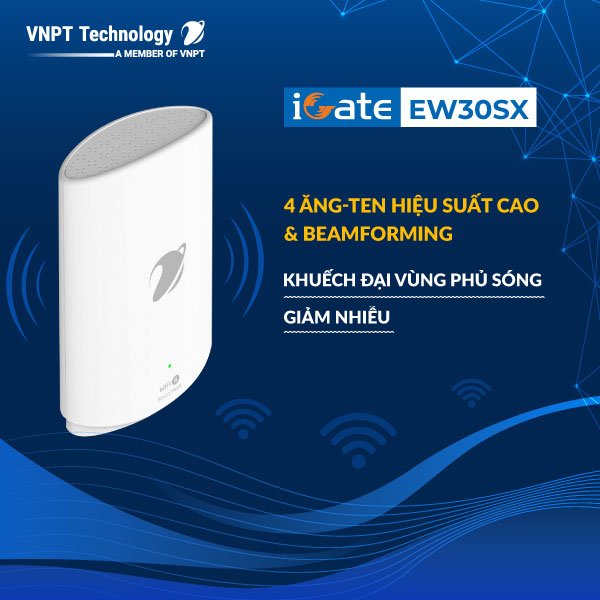 Bộ phát Router Wifi VNPT Technology iGate Ew30SX Wifi 6 chuẩn AX tốc độ cao 3000Mbps
