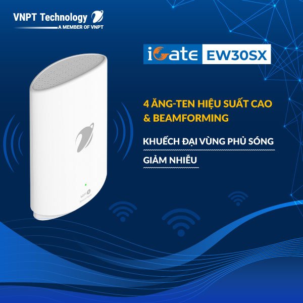 Bộ phát Mesh WiFi 6 VNPT Technology chuẩn AX iGate EW30SX ( 2-pack ) băng tần kép cho gia đình