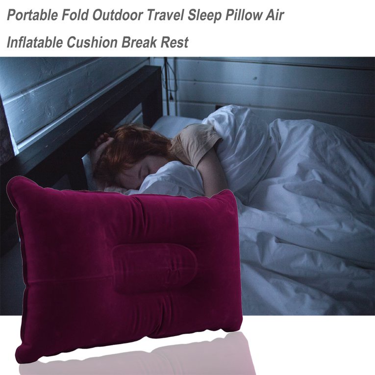 #cz Portable Fold Outdoor Travel Sleep Pillow Air Inflatable Cushion Break Rest