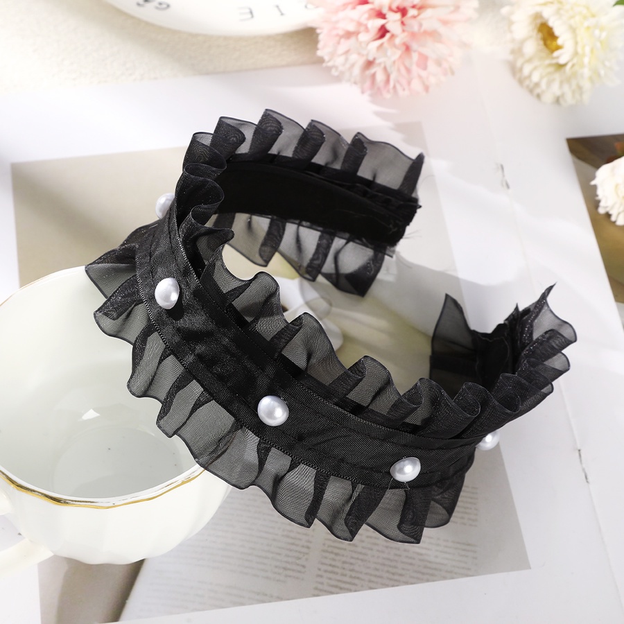 Băng Đô Vải Lưới Phối Ngọc Trai Thời Trang Hàn Quốc Cho Nữ