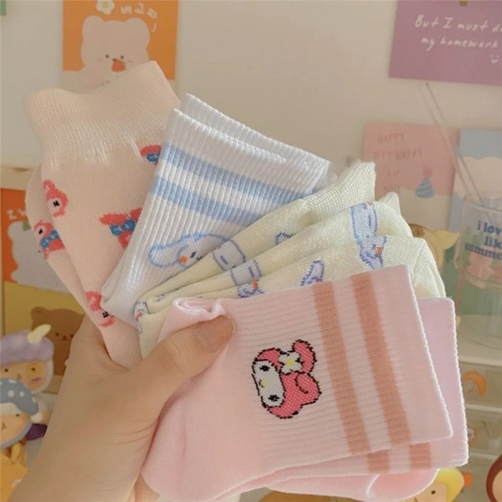 Vớ Thể Thao Màu Kẹo Ngọt In Họa Tiết Hoạt Hình Kuromi Dễ Thương Cho Nữ