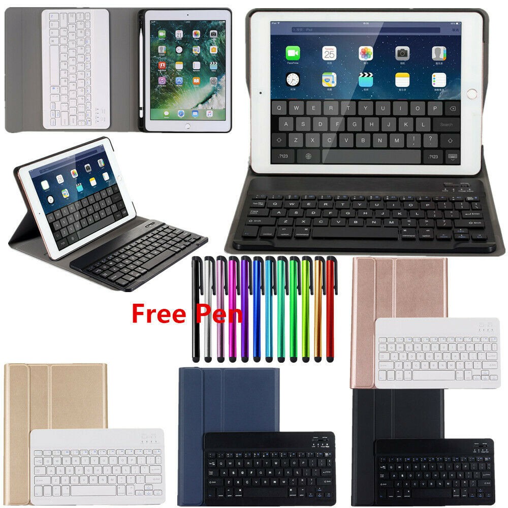 For iPad 7th Gen 10.2 2019 Wireless Bluetooth Keyboard + Flip PU Leather Stand Shockproof Case Cover