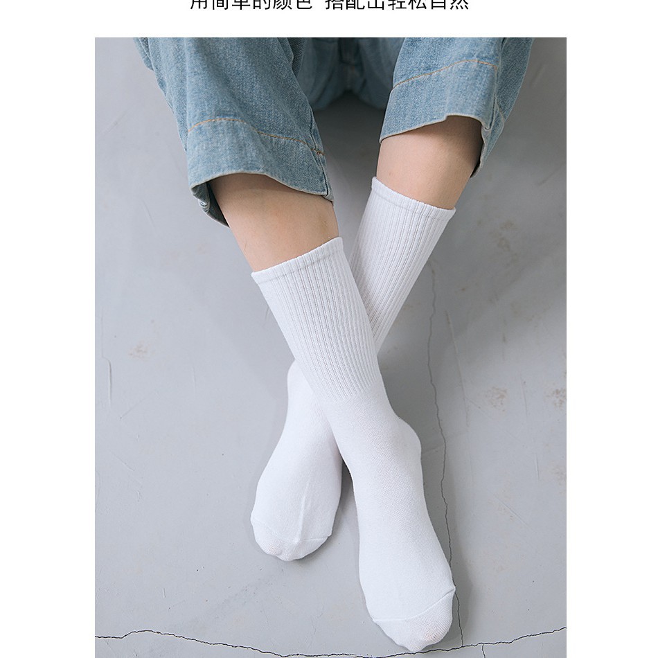 SET 10 đôi tất trơn cổ cao phong cách hàn quốc. Tất unisex, phong cách vintage hàn quốc, Free ship từ 50k