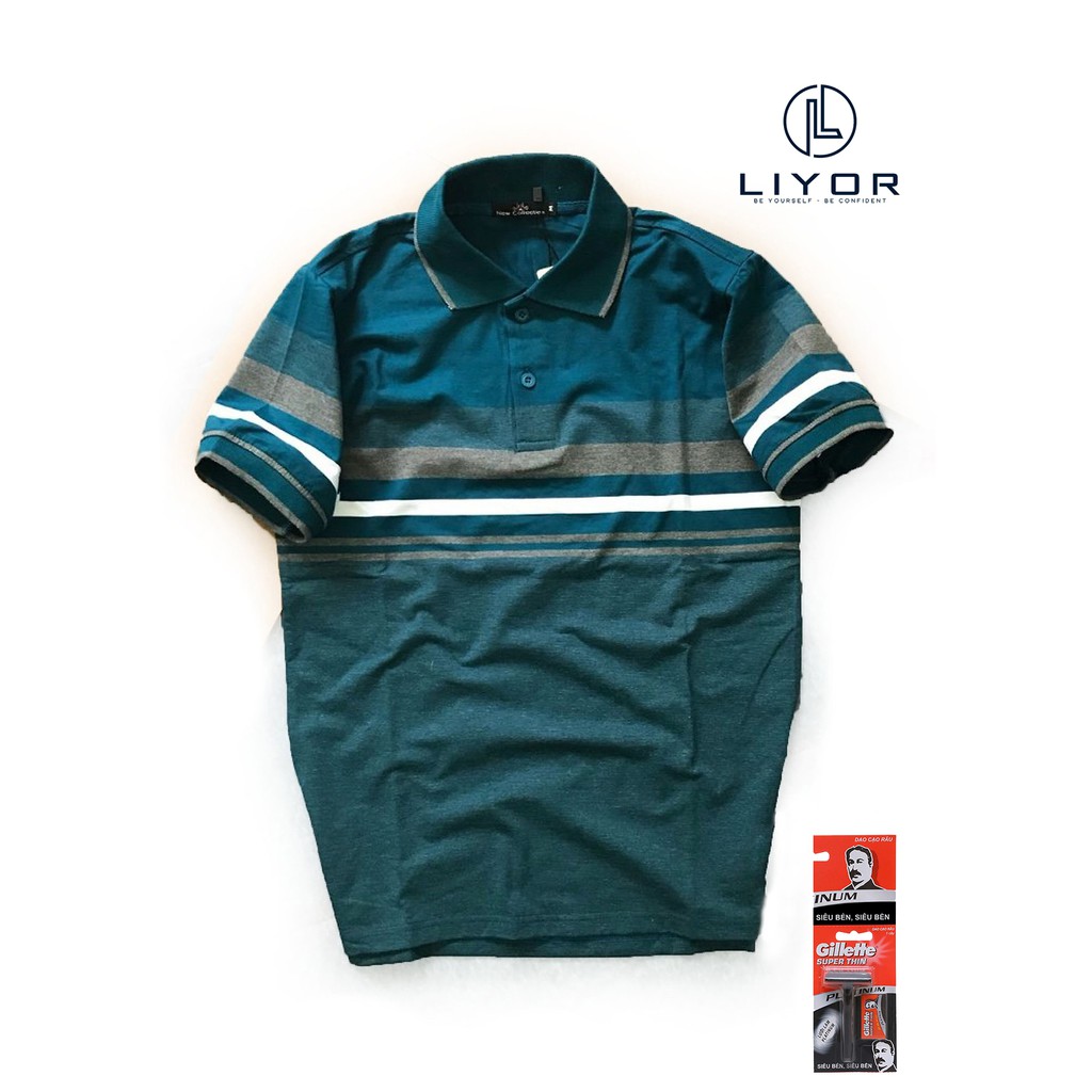 [MUA 1 TẶNG 1] Áo thun nam có cổ sọc ngay hai màu phù hợp với dáng người từ 50kg - 85kg (nhiều màu) Liyor | BigBuy360 - bigbuy360.vn