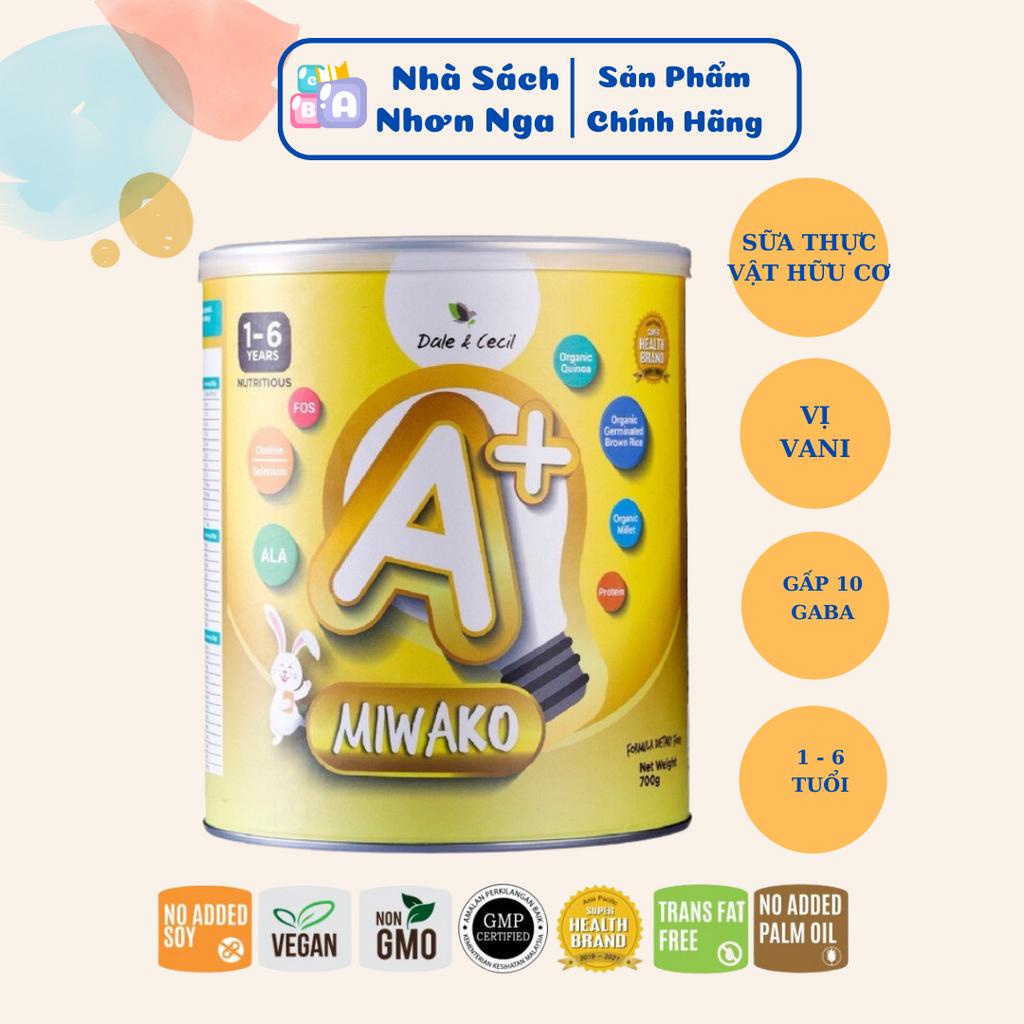 Sữa thực vật hữu cơ Miwako A+, sữa cho trẻ dị ứng đạm bò, sữa cho trẻ tự kỷ, vị vani hộp 700g