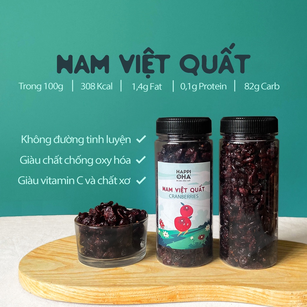 Nam Việt Quất Sấy Không Đường Tinh Luyện, Hỗ Trợ Eat Clean/Giảm Cân 350g - HAPPI OHA