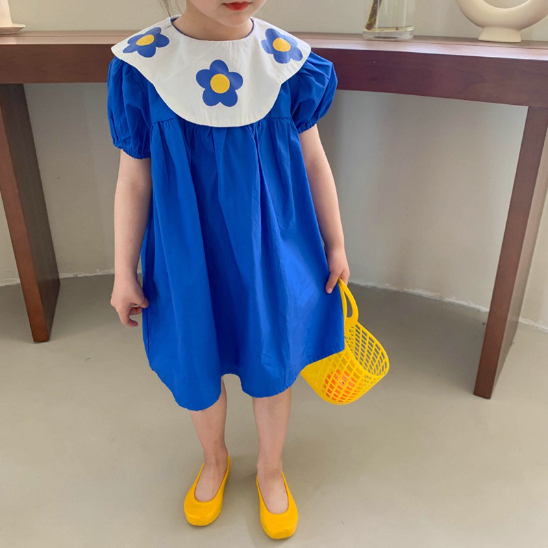 Đầm Tay Phồng Ngắn In Họa Tiết Hoa Phong Cách Hàn Quốc Thời Trang Mùa Hè Xinh Xắn Cho Bé Gái