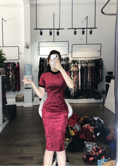 Váy nhung nhám body