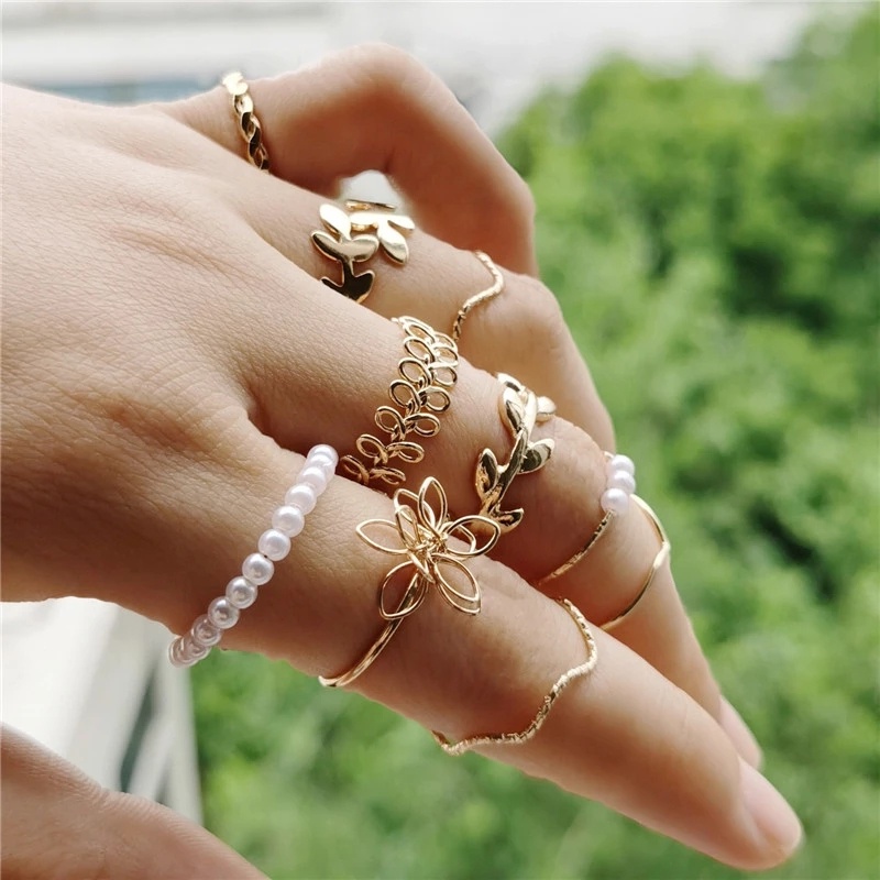 Set 10 Nhẫn Đeo Khớp Ngón Tay Phong Cách Boho Cổ Điển Dành Cho Nữ