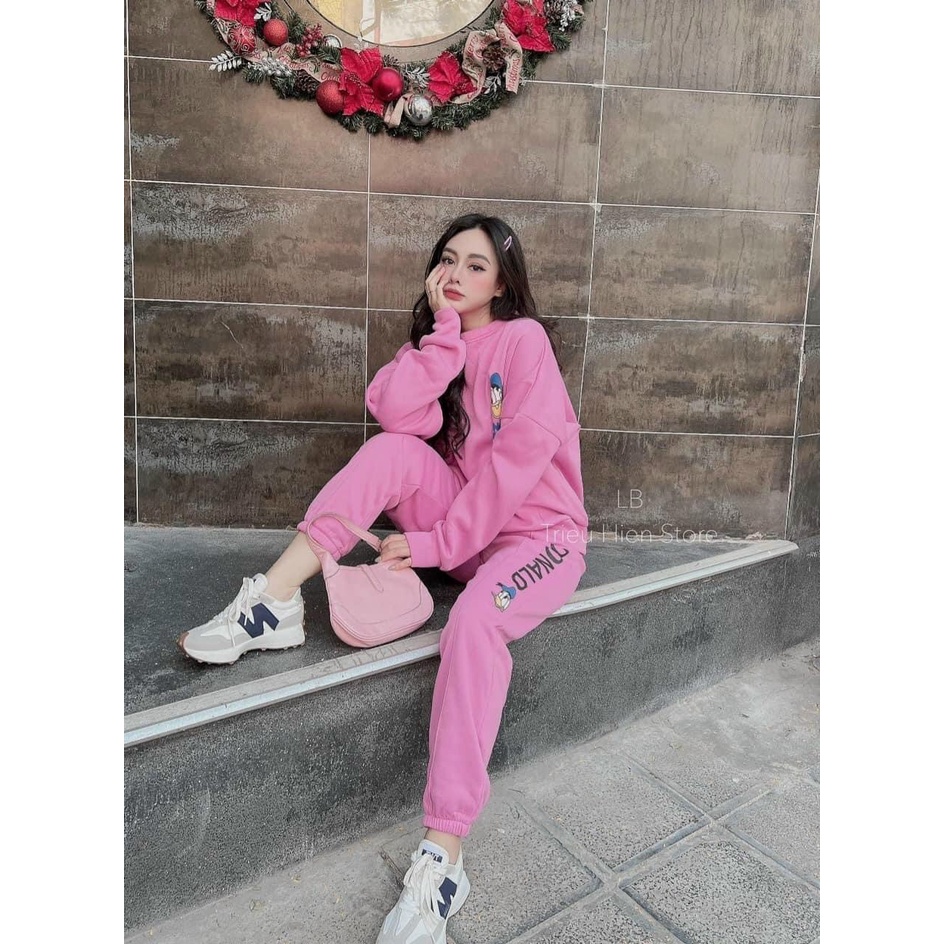 Set bộ 2 món nỉ cao cấp mềm mịn, quần dài áo thun dài tay form rộng