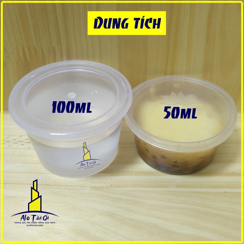 Bộ 50 hộp nhựa làm caramen dung tích 50ml, 100ml, cốc nhựa làm caramen tại nhà