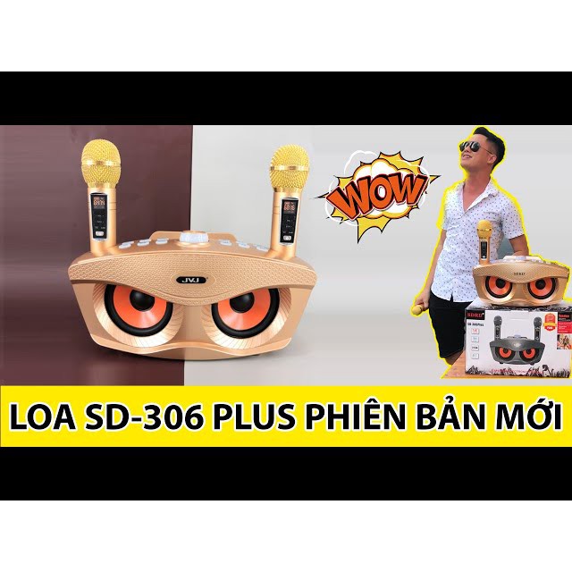 Loa bluetooth Karaoke SDRD SD 306 Plus Kèm 2 Micro Không dây Có Màn Hình Mới 2021 bảo hành 12  tháng bass cực hay