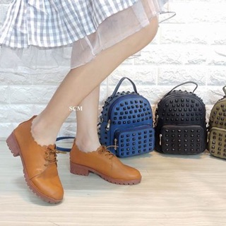 Giày oxford da trơn gợn sóng