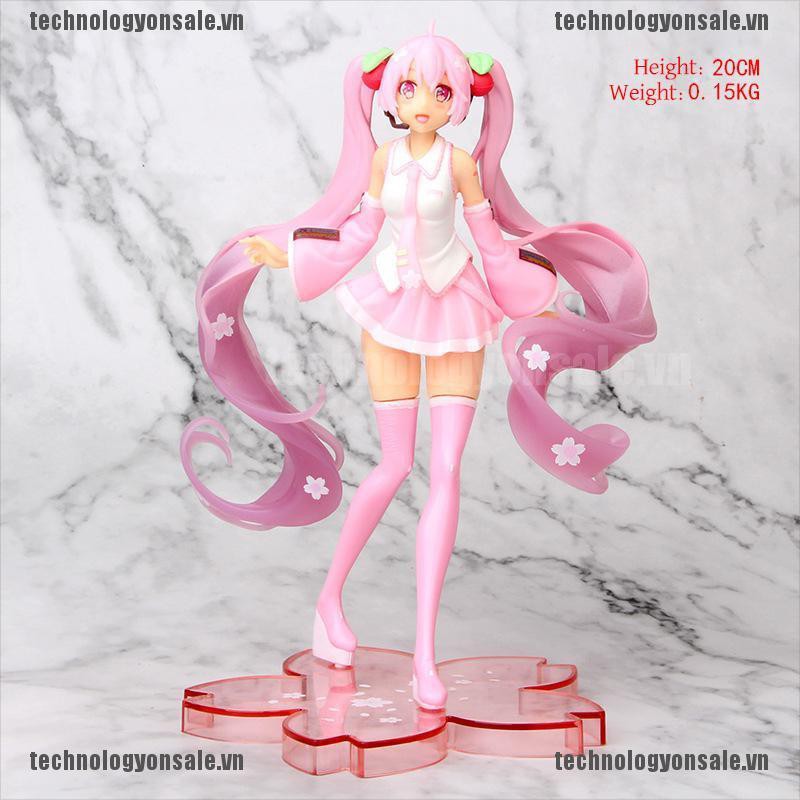 High Quality Anime Miku Pink Sakura Miku PVC Statue Figure Model Toys