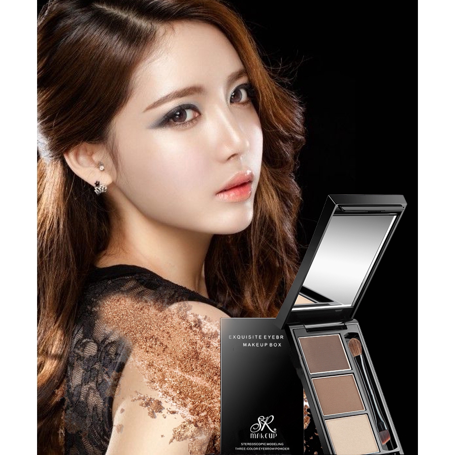 Bảng Phấn Trang Điểm Lông Mày 3 Màu Chống Nước Lâu Trôi Kèm Cọ Và Gương | BigBuy360 - bigbuy360.vn