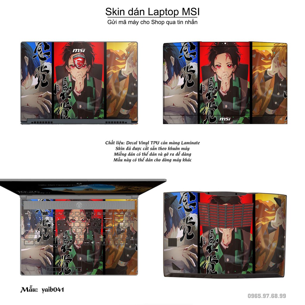 Skin dán Laptop MSI in hình Kimetsu No Yaiba _nhiều mẫu 2 (inbox mã máy cho Shop)