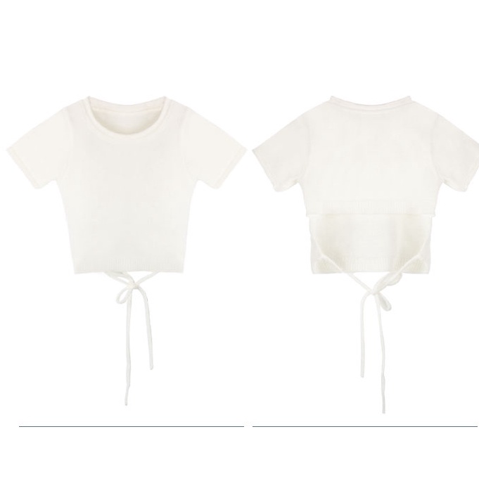 Cocory vn Áo Lửng Ngắn Tay Hở Lưng Thời Trang Dành Cho Nữ