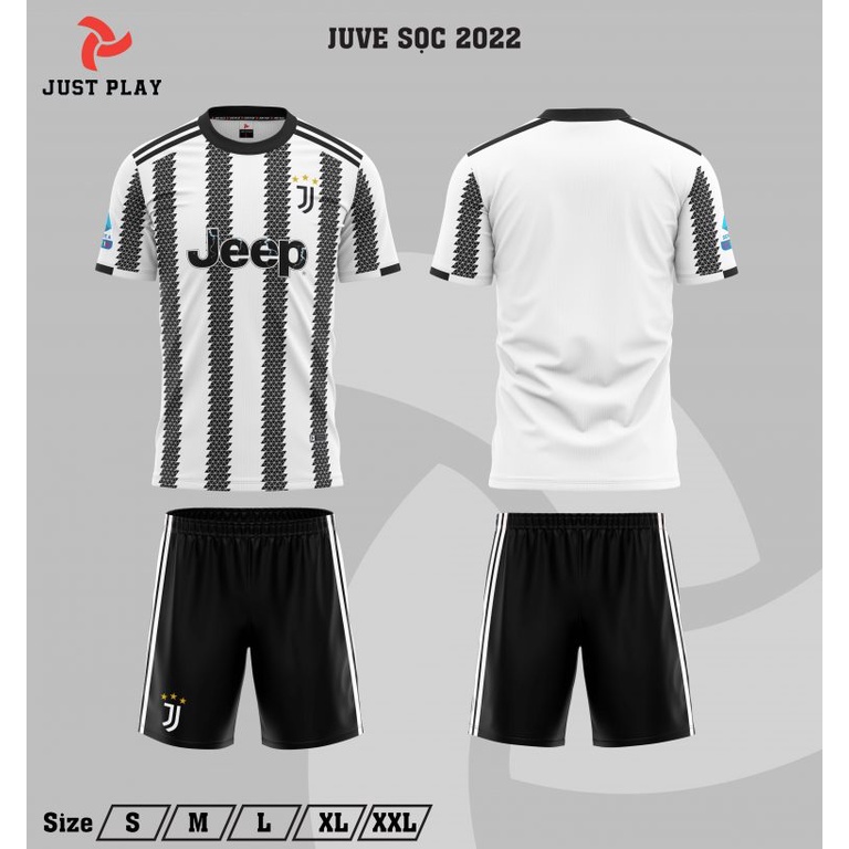 Bộ quần áo bóng đá, đồ đá banh Juve Juventus Sân Nhà Sọc Trắng Đen 2022-2023 Vải Thun Lạnh Cao Cấp