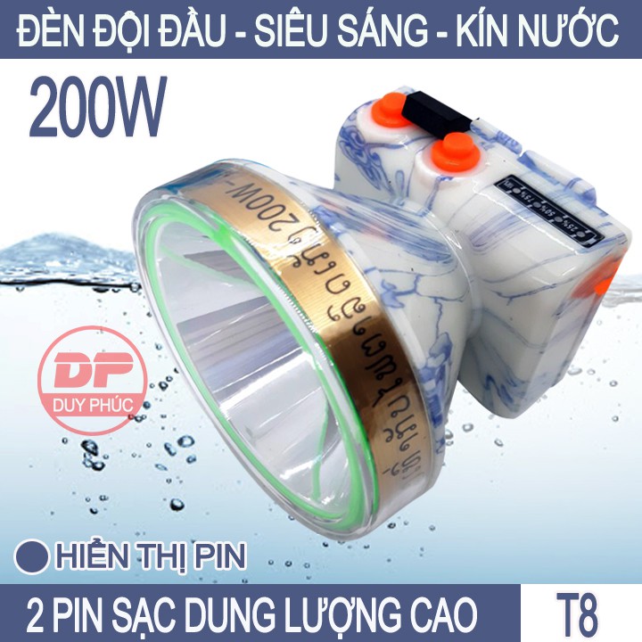 ĐÈN PIN ĐỘI ĐẦU LED SIÊU SÁNG HÀNG THÁI 200W CHỐNG NƯỚC (T8 - T6)