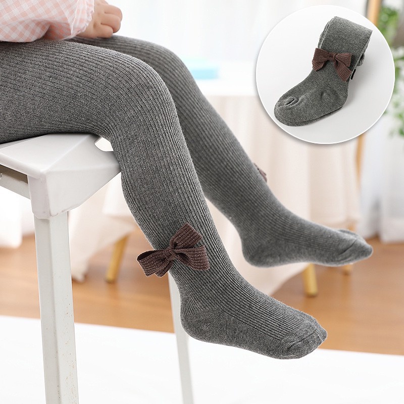 Quần tất cho bé gái Dewkids, quần legging đính nơ dễ thương cho bé