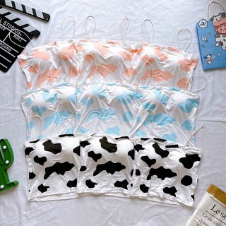 Áo croptop 2 dây bò sữa