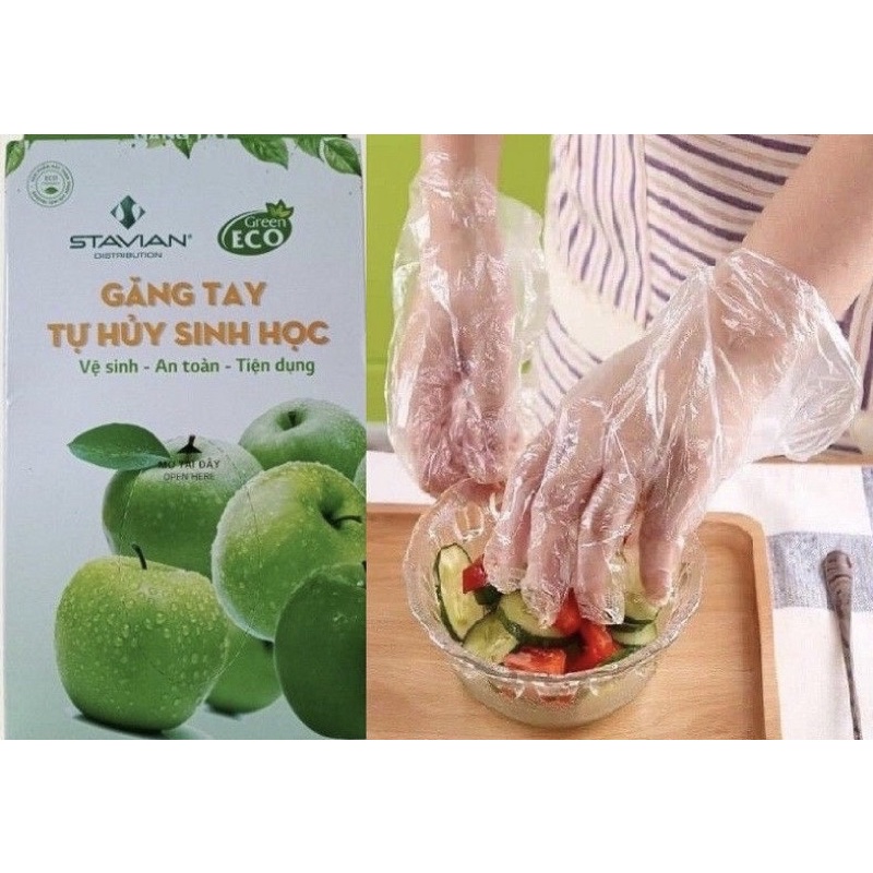 Găng tay tự huỷ sinh học Green Stavian (100 chiếc)