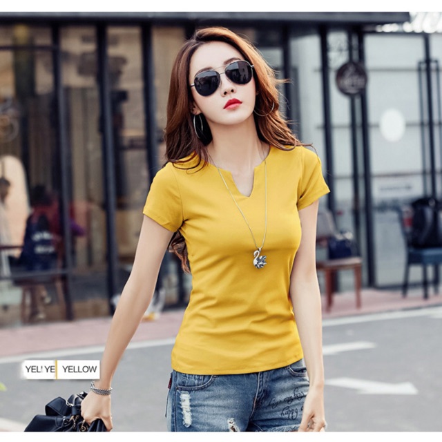 Áo thun gân big size màu trơn đơn giản cổ V size lớn 70-80kg