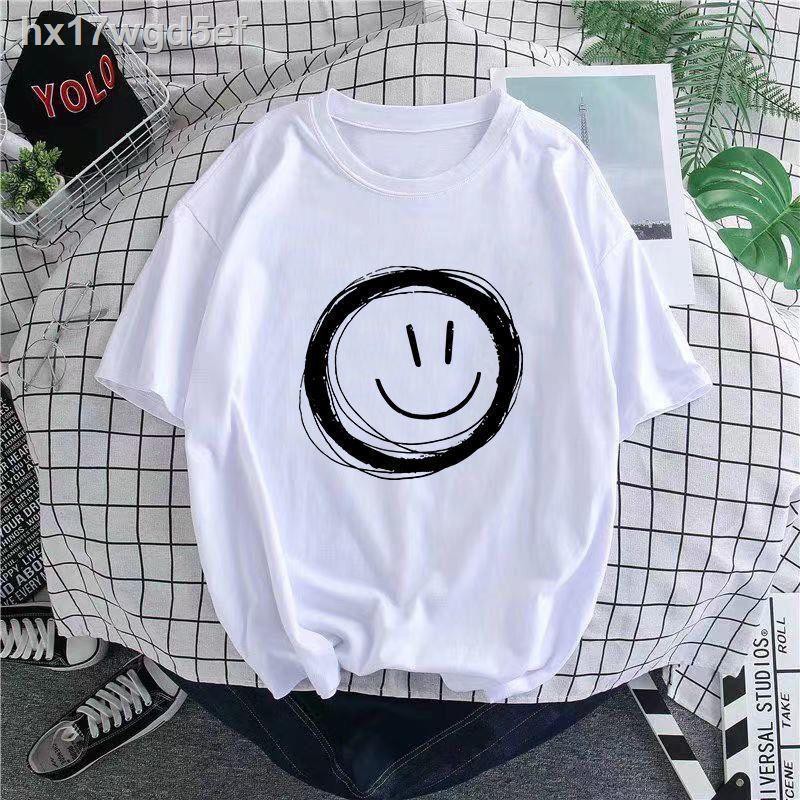 ♝♟[100% cotton] áo thun nam ngắn tay mùa hè sơ mi xu hướng quần nửa trắng rộng Hàn Quốc