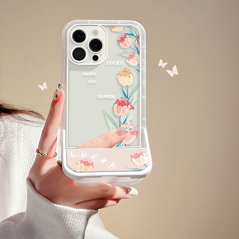 Ốp Điện Thoại Silicone Mềm Trong Suốt In Hoa Tulip Cho IPhone 12 13 Pro Max SE 2020 6 6S 7 8 Plus X XS XR Max 11 Pro Max Đứng