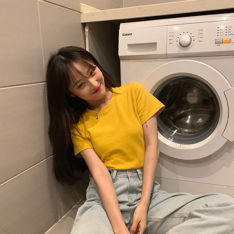 Áo thun nữ tay ngắn coton Trơn phông thời trang ulzzang Wind | BigBuy360 - bigbuy360.vn